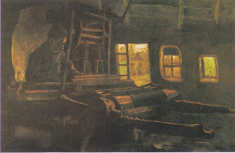 Vincent Van Gogh Weaver, in a room with three narrow windows China oil painting art